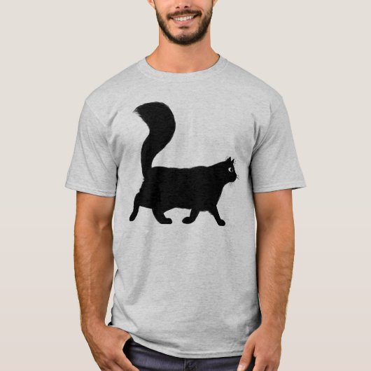 Longharing zwarte kat | Koel Kat T-shirt (Voorkant)