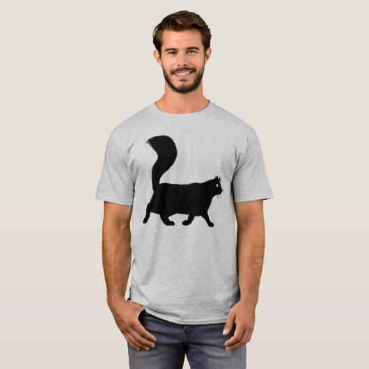 Longharing zwarte kat | Koel Kat T-shirt (Voorkant volledig)