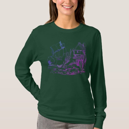 Longhoes voor dames, "Elf Manor", Fancy bedrukt T-shirt (Voorkant)