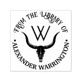 Longhorn Bull Koe Skull Library Boeknaam Initiaal Zelfinktende Stempel (Design)