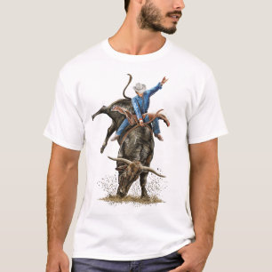 Longhorn Bull Rider Rodeo Power Sport Westerne Kun T-shirt