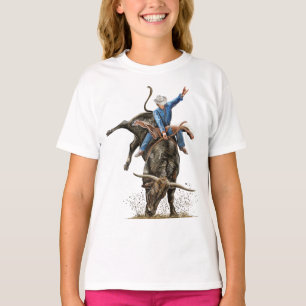 Longhorn Bull Rider Rodeo Power Sport Westerne Kun T-shirt