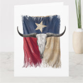 Longhorn Bull Skull Verdrietig Versleten Texas Vla Kaart (Voorkant)
