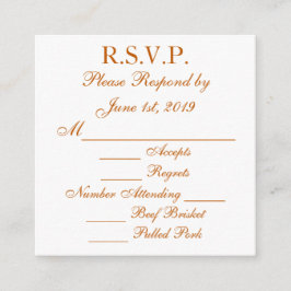 Longhorn Burnt Orange en Witte Response RSVP Kaart
