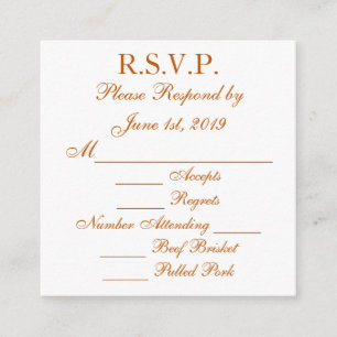 Longhorn Burnt Orange en Witte Response RSVP Kaart