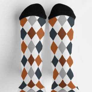Longhorn Burnt Oranje & Grey Argyle Patroonvergren Sokken