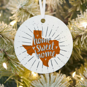 Longhorn Burnt Oranje Home Sweet Home - Texas Metalen Ornament