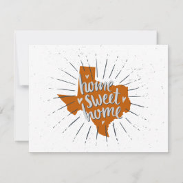 Longhorn Burnt Oranje Home Sweet Home - Texas Notitiekaartje