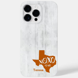 Longhorn Burnt Oranje XOXO, Y'all - Texas Shape Case-Mate iPhone 14 Pro Max Hoesje