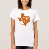 Longhorn Burnt Oranje XOXO, Y'all - Texas Shape T-shirt (Voorkant)