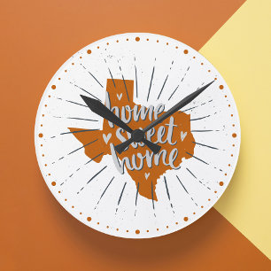 Longhorn Burnt Sinaasappel Home Sweet Home - Texas Ronde Klok