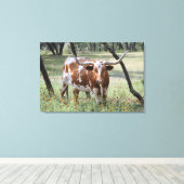 Longhorn Canvas Afdruk (Insitu (Houten vloer))