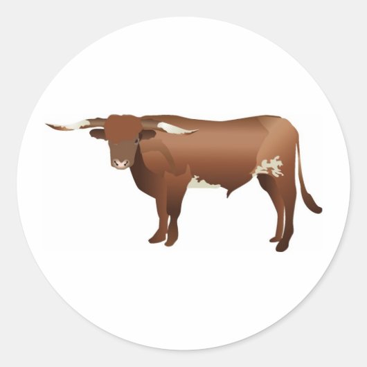Longhorn Cattle Ronde Sticker (Voorkant)