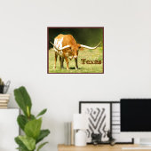 Longhorn Cattle Texas Poster (Thuiskantoor)
