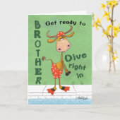 Longhorn Cow Diver Birthday for Brother Kaart (Gele Bloem)