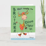 Longhorn Cow Diver Birthday for Brother Kaart<br><div class="desc">Deze grappige,  langwerpige koe,  gekleed in zwembroek,  zwemt pet en flippers,  gaat een duik maken van de rand van het zwembad.  Perfect afbeelding voor Longhorn-liefhebbers,  ranchers en Texanen,  of het nu gaat om vader,  broer,  oom,  neef of vriend.
Origineel ontwerp van Christie Black van Creaties van het hart.</div>