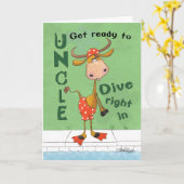 Longhorn Cow Diver Birthday voor oom Kaart (Gele Bloem)