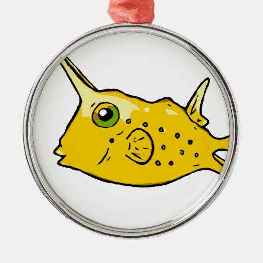 Longhorn Cowfish Metalen Ornament (Voorkant)