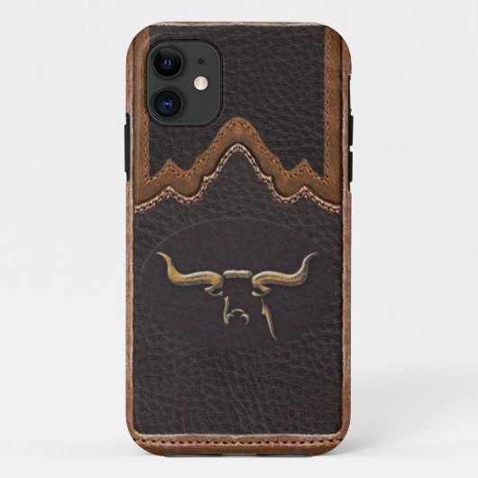 Longhorn Foto Faux Leather Tough iPhone 5/5S Case-Mate iPhone Case (Achterkant)
