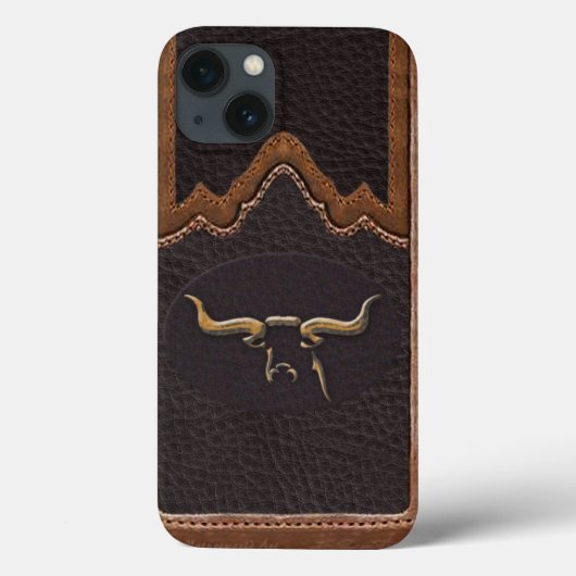 Longhorn Foto Faux Leather Tough iPhone 6 Case-Mate iPhone Case (Achterkant)