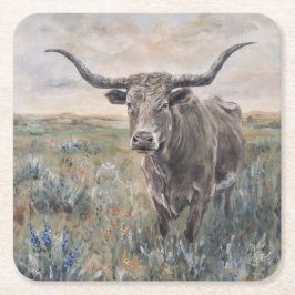 "Longhorn" Hand geschilderd Kartonnen Onderzetters