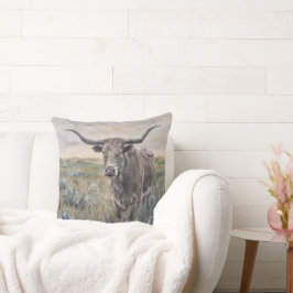 "Longhorn" Hand geschilderd Kussen