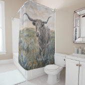 "Longhorn" Handgeschilderd Douchegordijn (In situ)