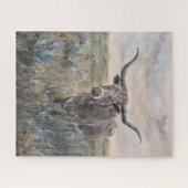 "Longhorn" handgeschilderd Legpuzzel (Horizontaal)