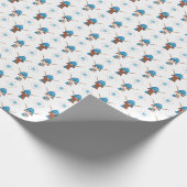 Longhorn in helderblauw ski-Pet en sjaalpatroon Cadeaupapier (Hoek)