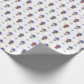 Longhorn in Paarse ski-Pet en sjaalpatroon Cadeaupapier (Hoek)