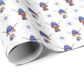 Longhorn in Paarse ski-Pet en sjaalpatroon Cadeaupapier (Rol Hoek)