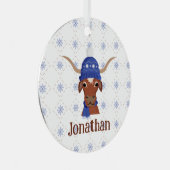 Longhorn in Periwinkle Ski Pet en Sjaal Foto Metalen Ornament (Voorkant Rechts)