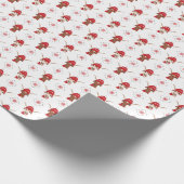 Longhorn in rood ski-Pet en sjaalpatroon Cadeaupapier (Hoek)