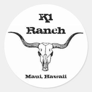 Longhorn, K1 Ranch, Maui, Hawaï Ronde Sticker