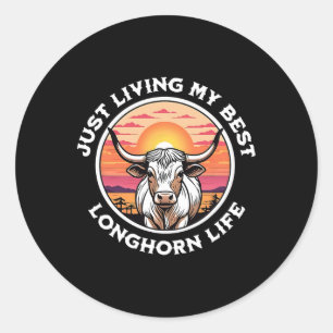 Longhorn Kleding Tailgating USA BBQ Horns Katoen Ronde Sticker