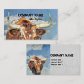 Longhorn koe Blue Sky Rustiek Land Visitekaartje (Voorkant / Achterkant)