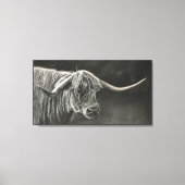 Longhorn Koe Charcoal Drawing Canvas Afdruk (Voorkant)