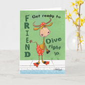 Longhorn Koe Diver Verjaardag voor Vriend Kaart (Gele Bloem)