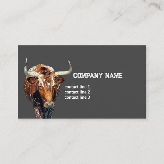 Longhorn koe Fotokunst houtskool grijs Visitekaartje (Achterkant)