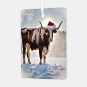 Longhorn Koe Land Westerne Cowboy Metalen Ornament (Voorkant links)