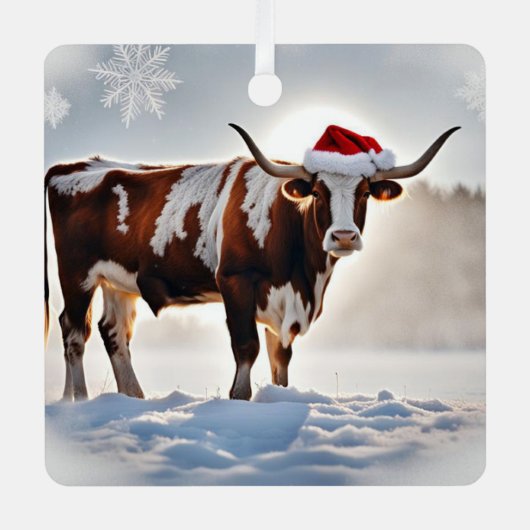 Longhorn Koe Land Westerne Cowboy Metalen Ornament (Voorkant)