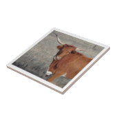 Longhorn Koe met haar neus Tegeltje (Zijkant)