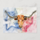 Longhorn koe met Texaanse kaart en Flag Waterverf (Voorkant)