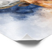 Longhorn koe met Texas Flag Map Waterverf Foto Afdruk (Hoek)