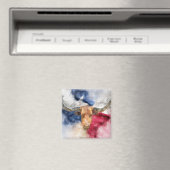 Longhorn koe met Texas Flag Map Waterverf Magneet (Insitu (Vaatwasser))