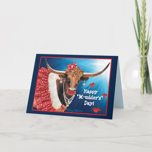 Longhorn Koe Moederdag Wenskaart Kaart (Voorkant)