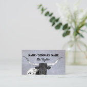 Longhorn koe rustiek land op grijs visitekaartje (Staand voorkant)
