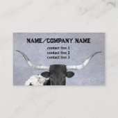 Longhorn koe rustiek land op grijs visitekaartje (Achterkant)