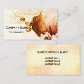 Longhorn koe rustiek land sepia custom visitekaartje (Voorkant / Achterkant)