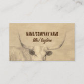 Longhorn koe rustiek land  stijl sepia visitekaartje (Voorkant)
